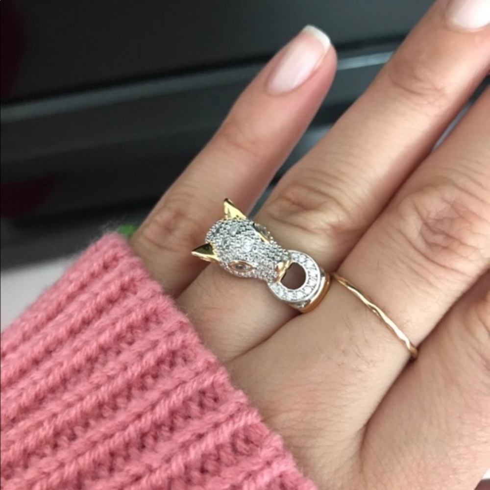 Silver Leopard Rhinestone Ring - Picture 3 of 3